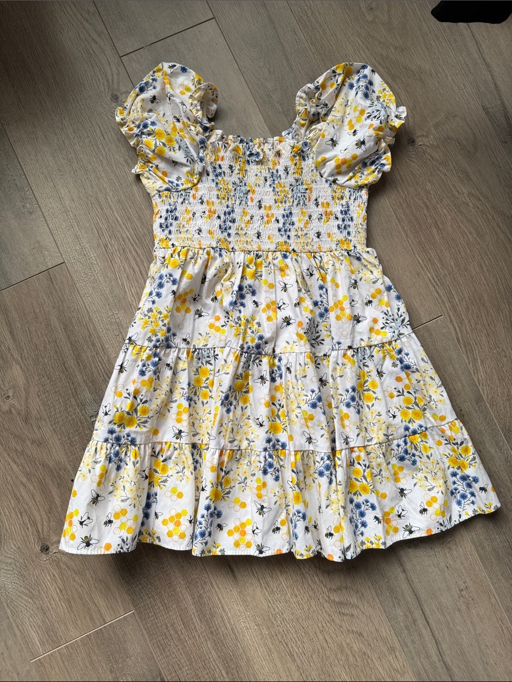 Bonnie Jean White Sundress with Yellow & Blue Floral Print